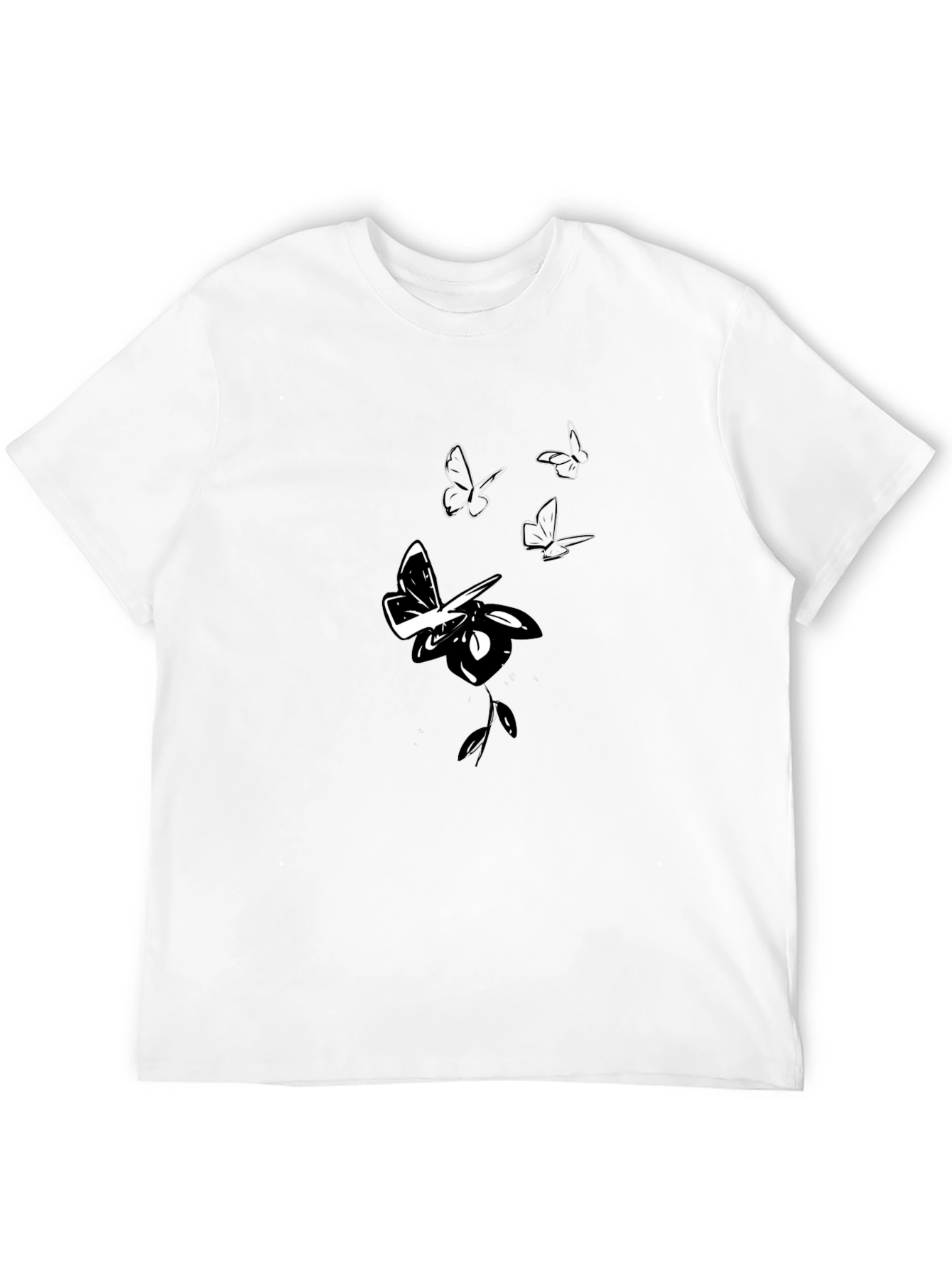 Butterfly Rose Graphic Black T-Shirt