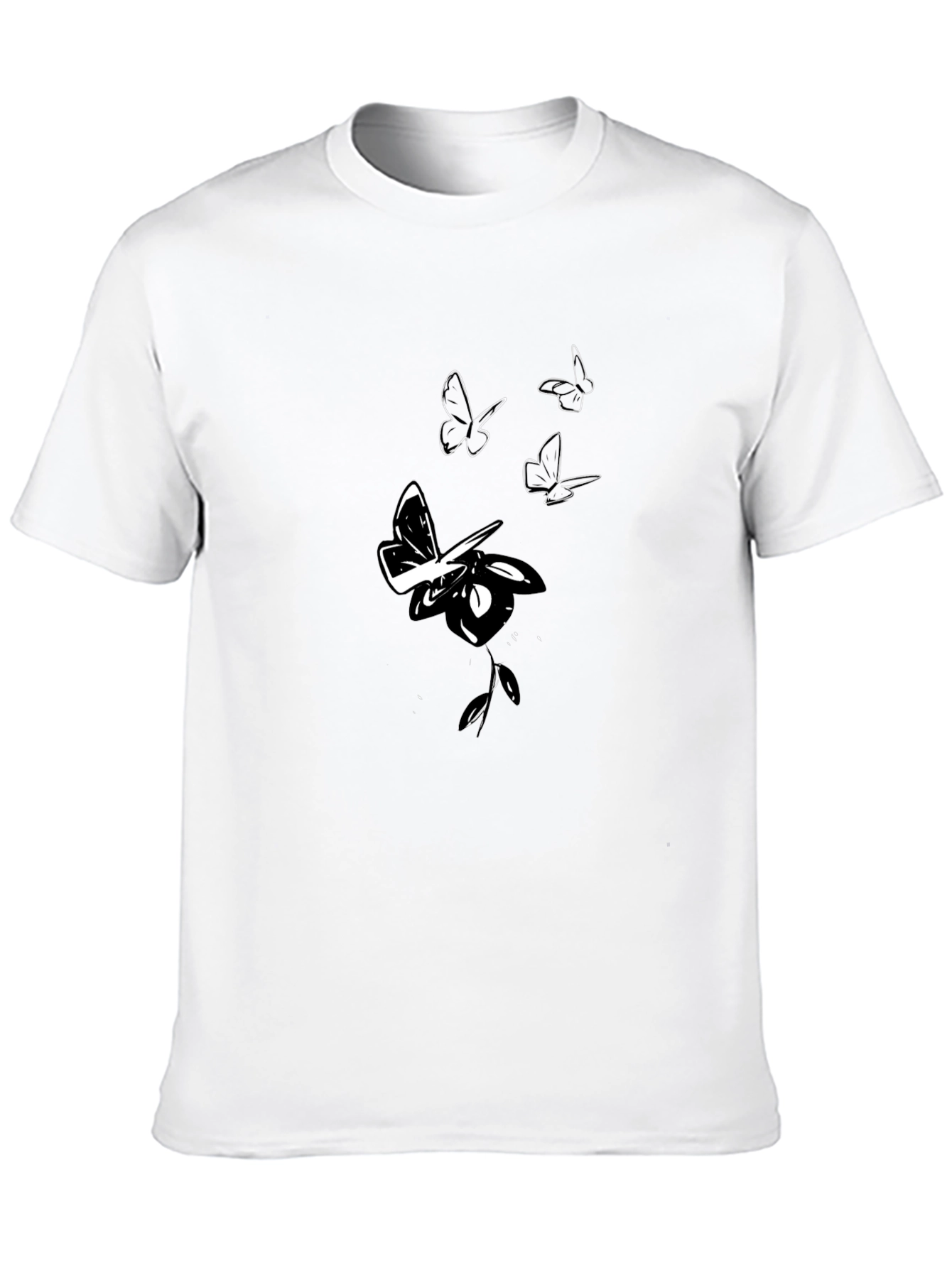 Butterfly Rose Graphic Black T-Shirt