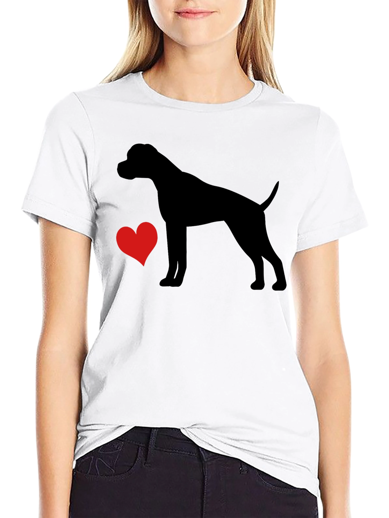 Dog Lover T-Shirt - Heart & Canine Silhouette
