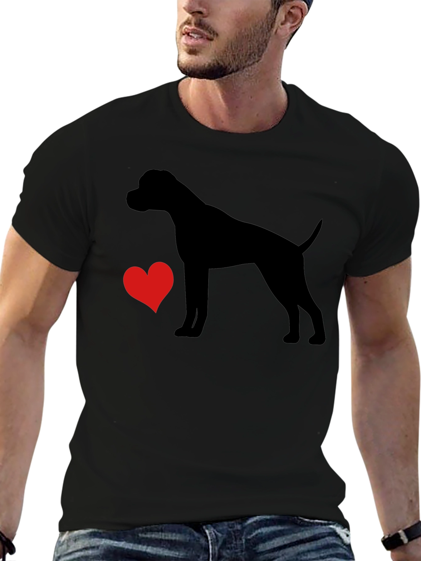 Dog Lover T-Shirt - Heart & Canine Silhouette