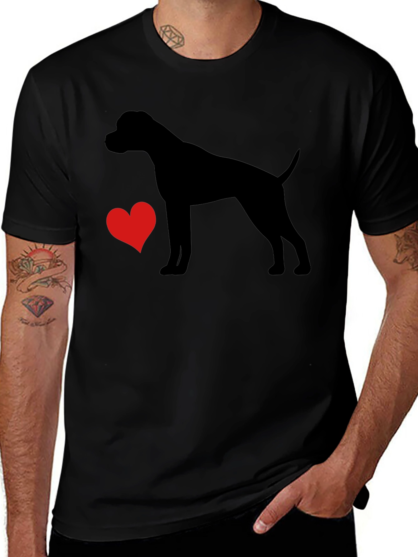 Dog Lover T-Shirt - Heart & Canine Silhouette
