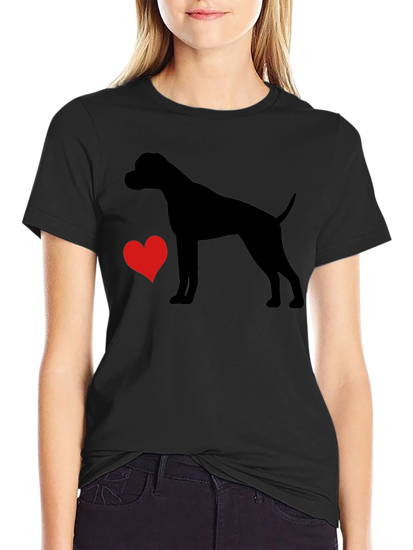 Dog Lover T-Shirt - Heart & Canine Silhouette