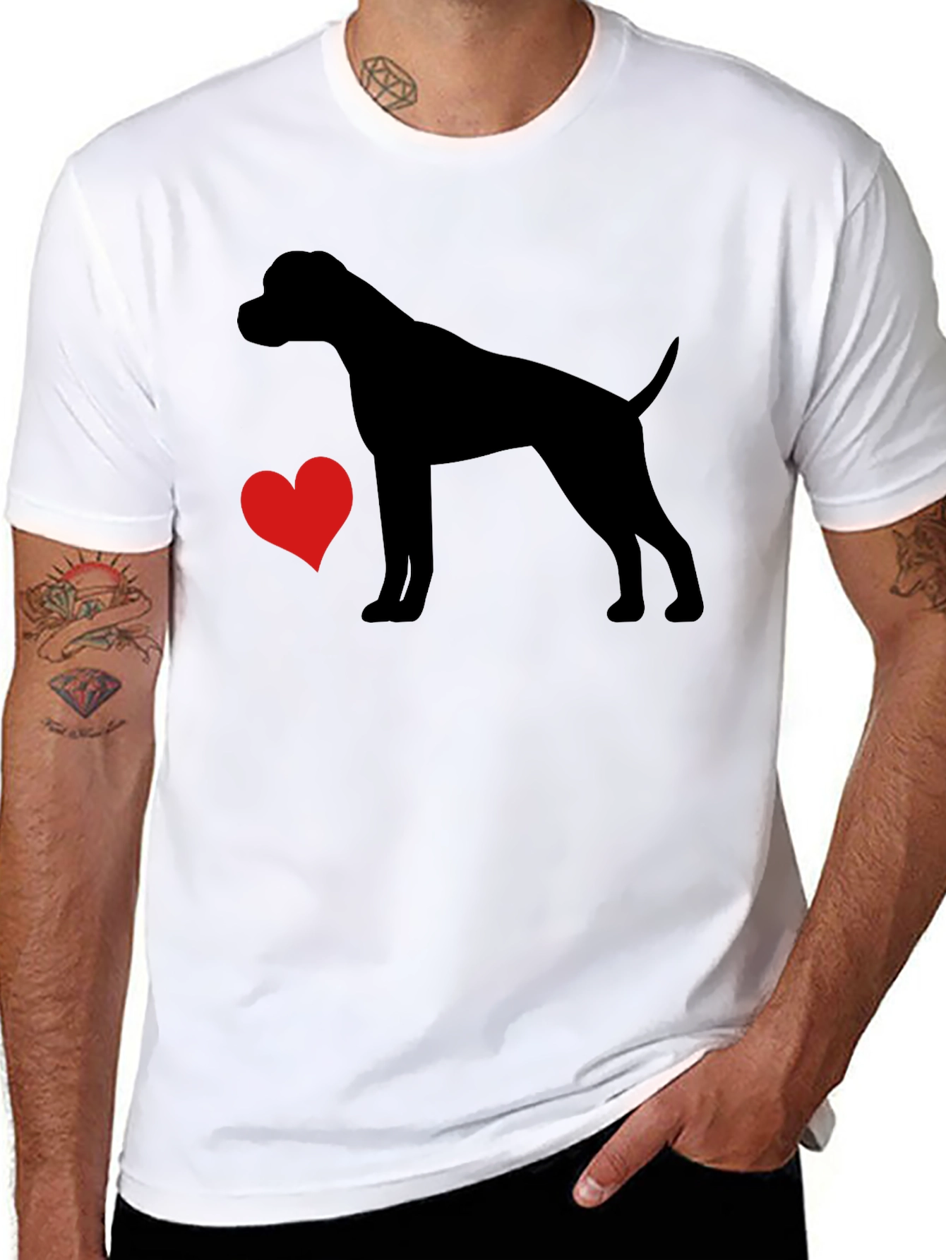 Dog Lover T-Shirt - Heart & Canine Silhouette