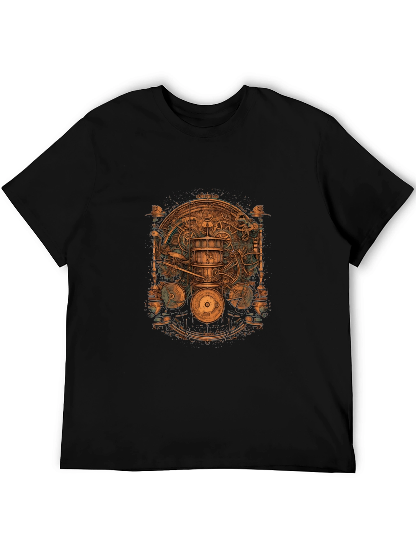 Steampunk Gear Design Black T-Shirt