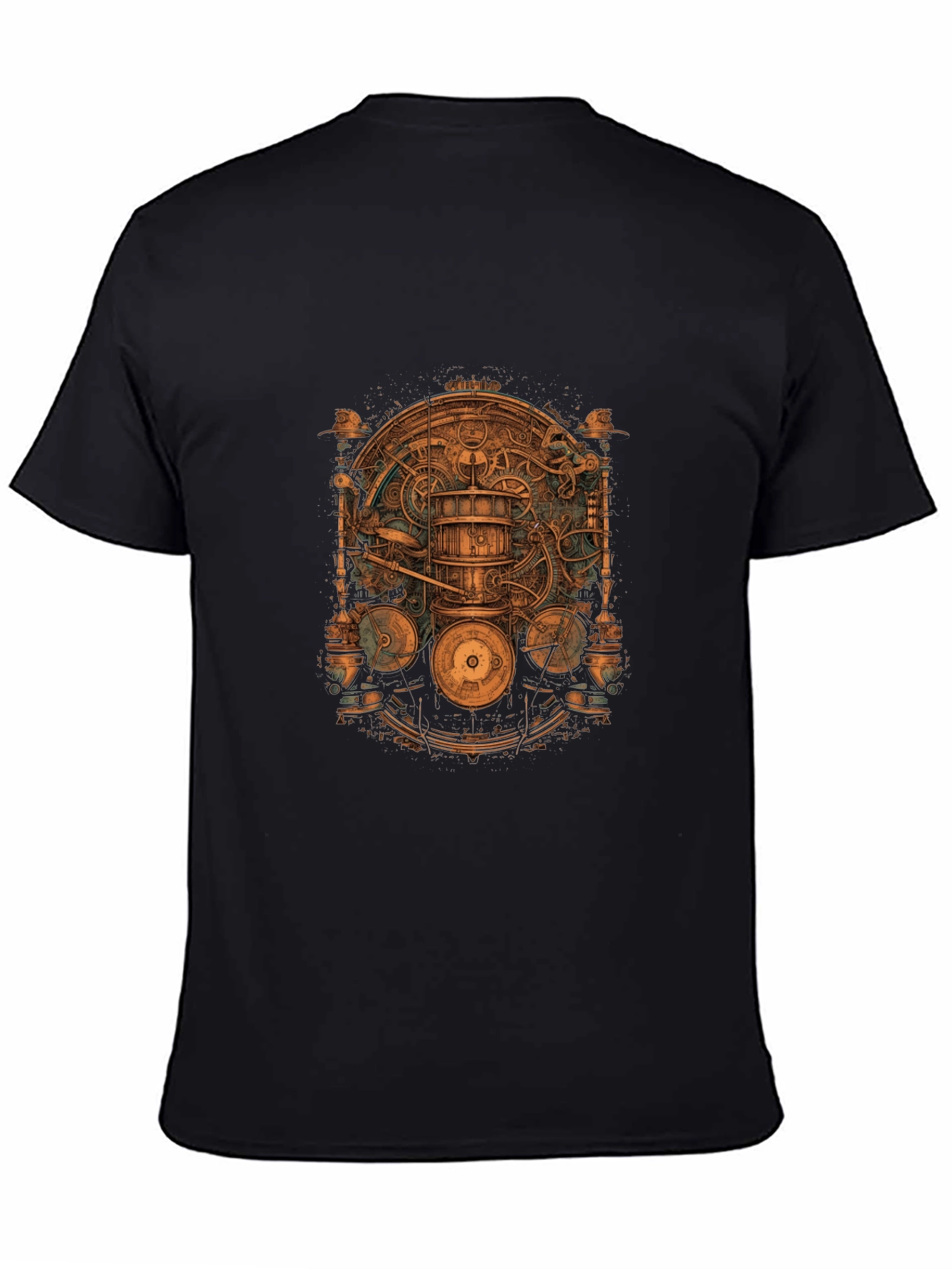 Steampunk Gear Design Black T-Shirt