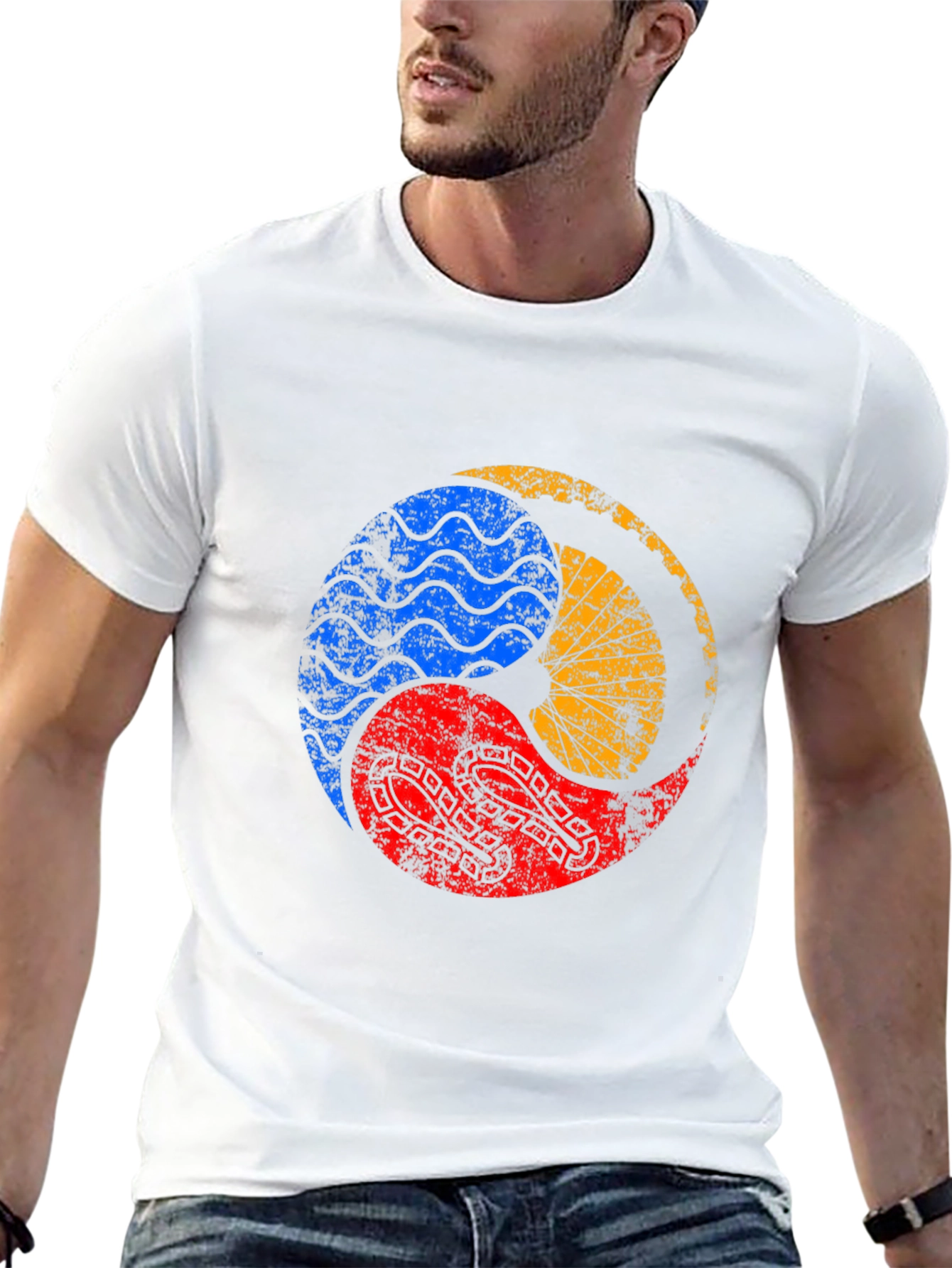Yin Yang Elements Graphic Tee - Black