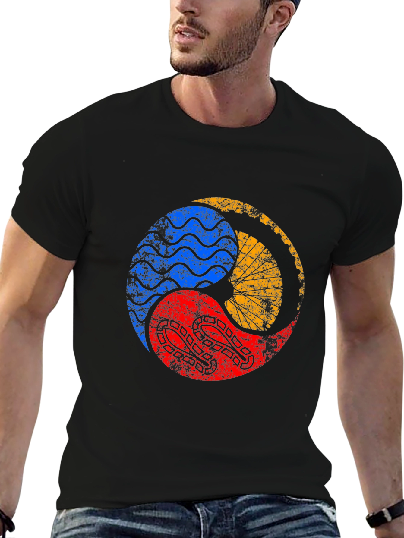 Yin Yang Elements Graphic Tee - Black