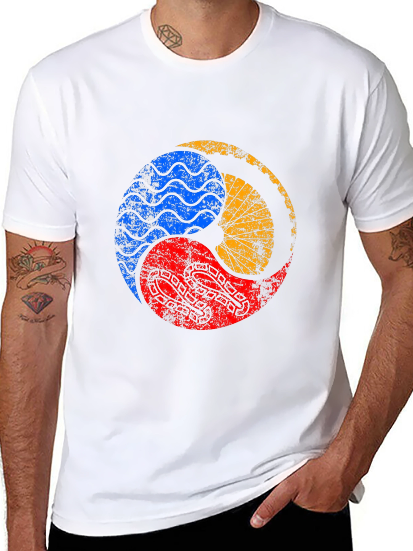 Yin Yang Elements Graphic Tee - Black