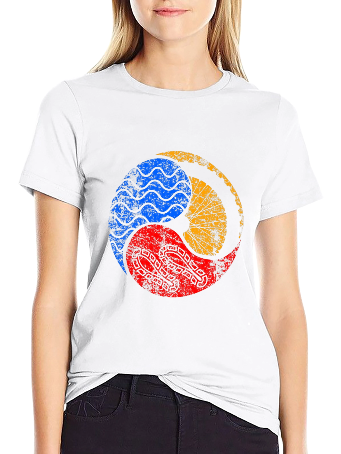 Yin Yang Elements Graphic Tee - Black