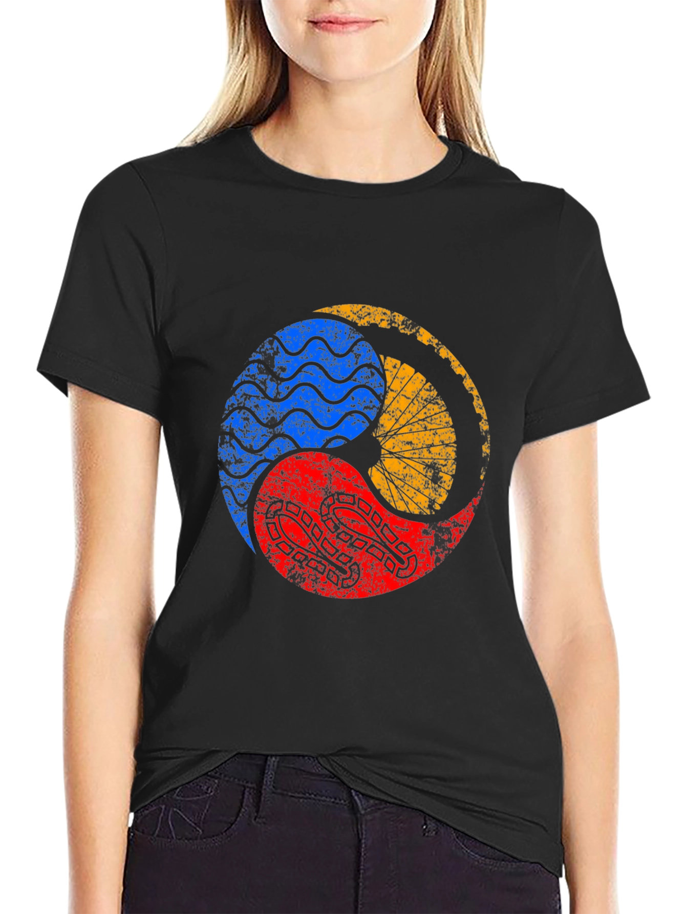 Yin Yang Elements Graphic Tee - Black