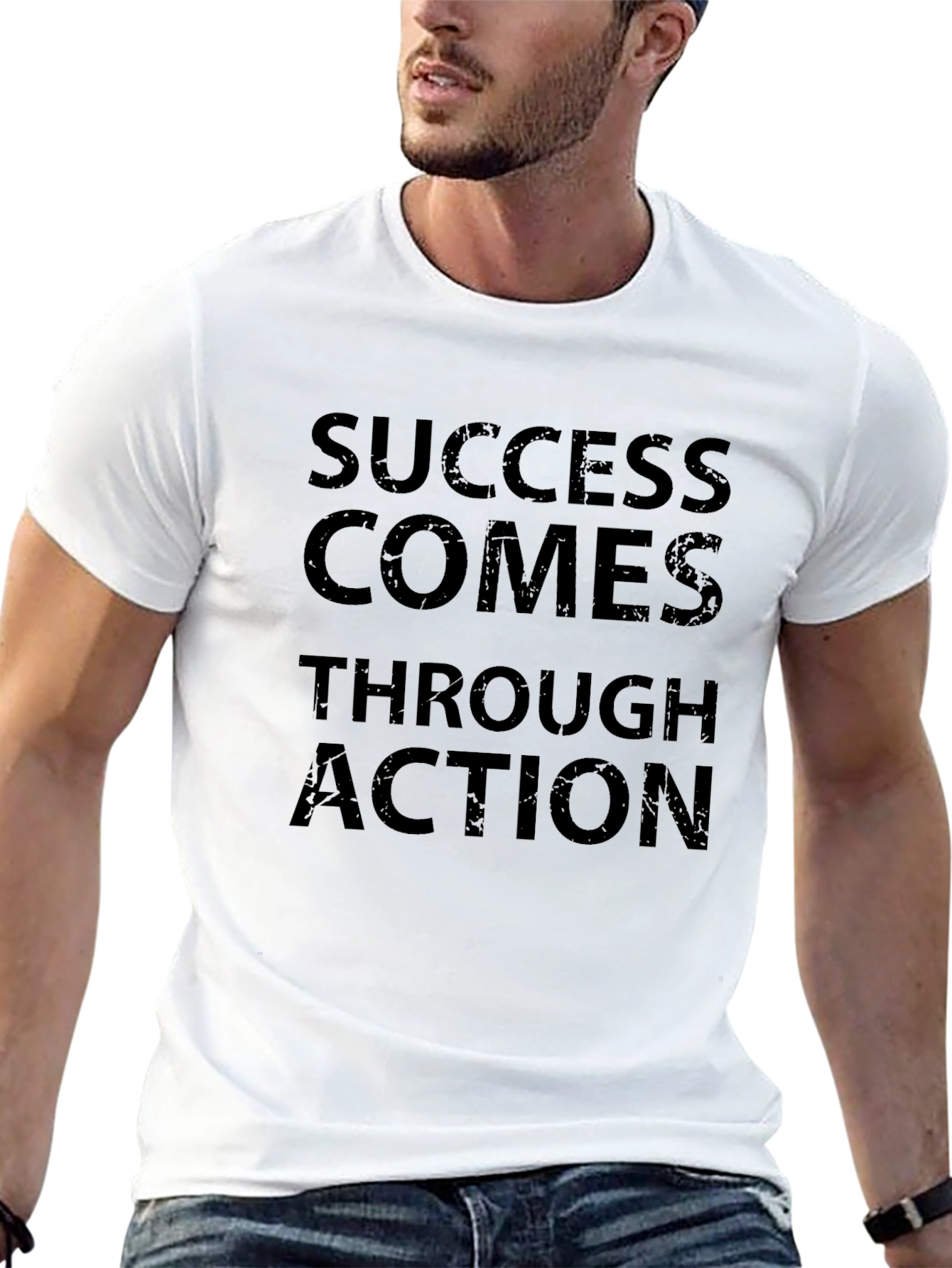 Success Through Action Black Graphic Tee