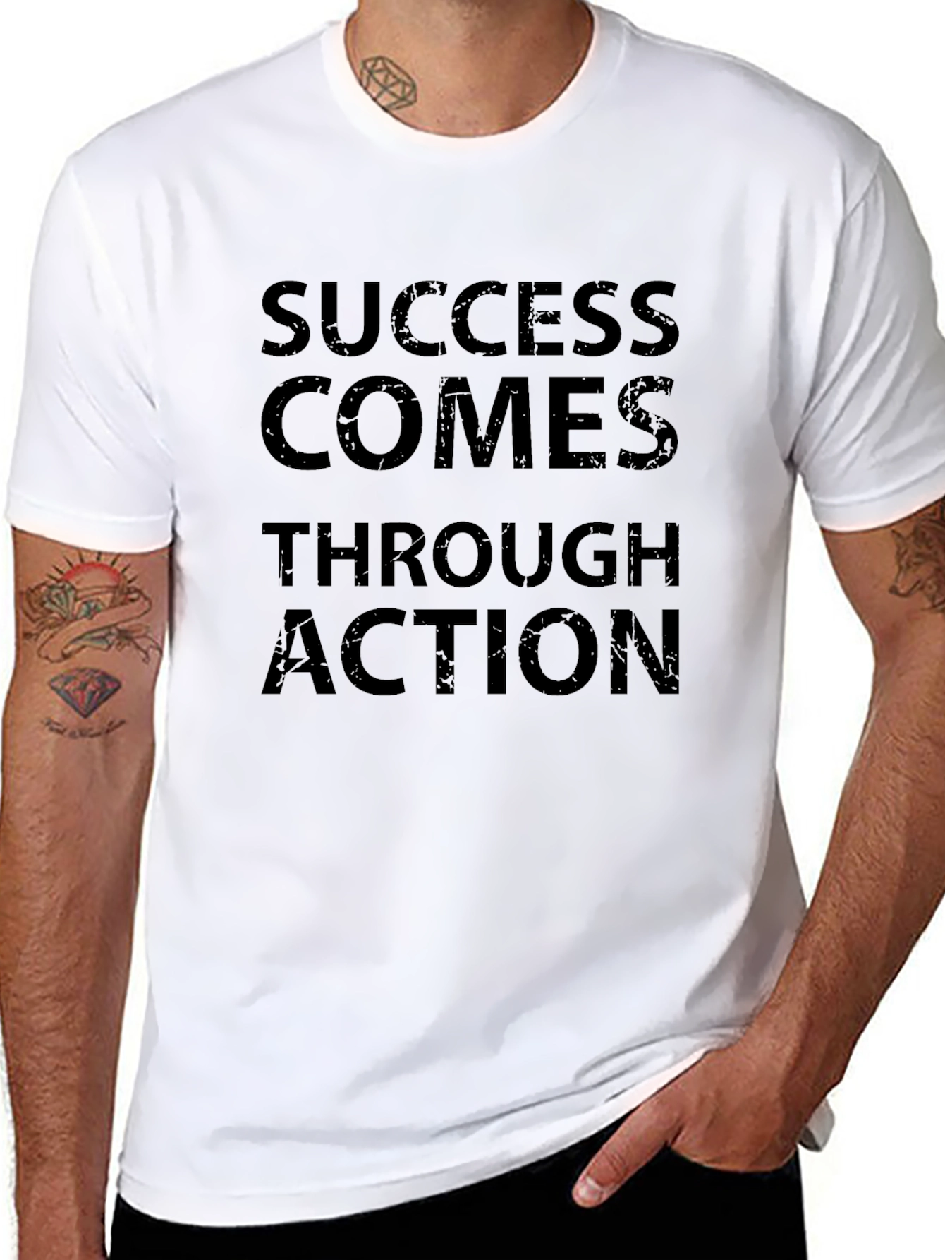 Success Through Action Black Graphic Tee