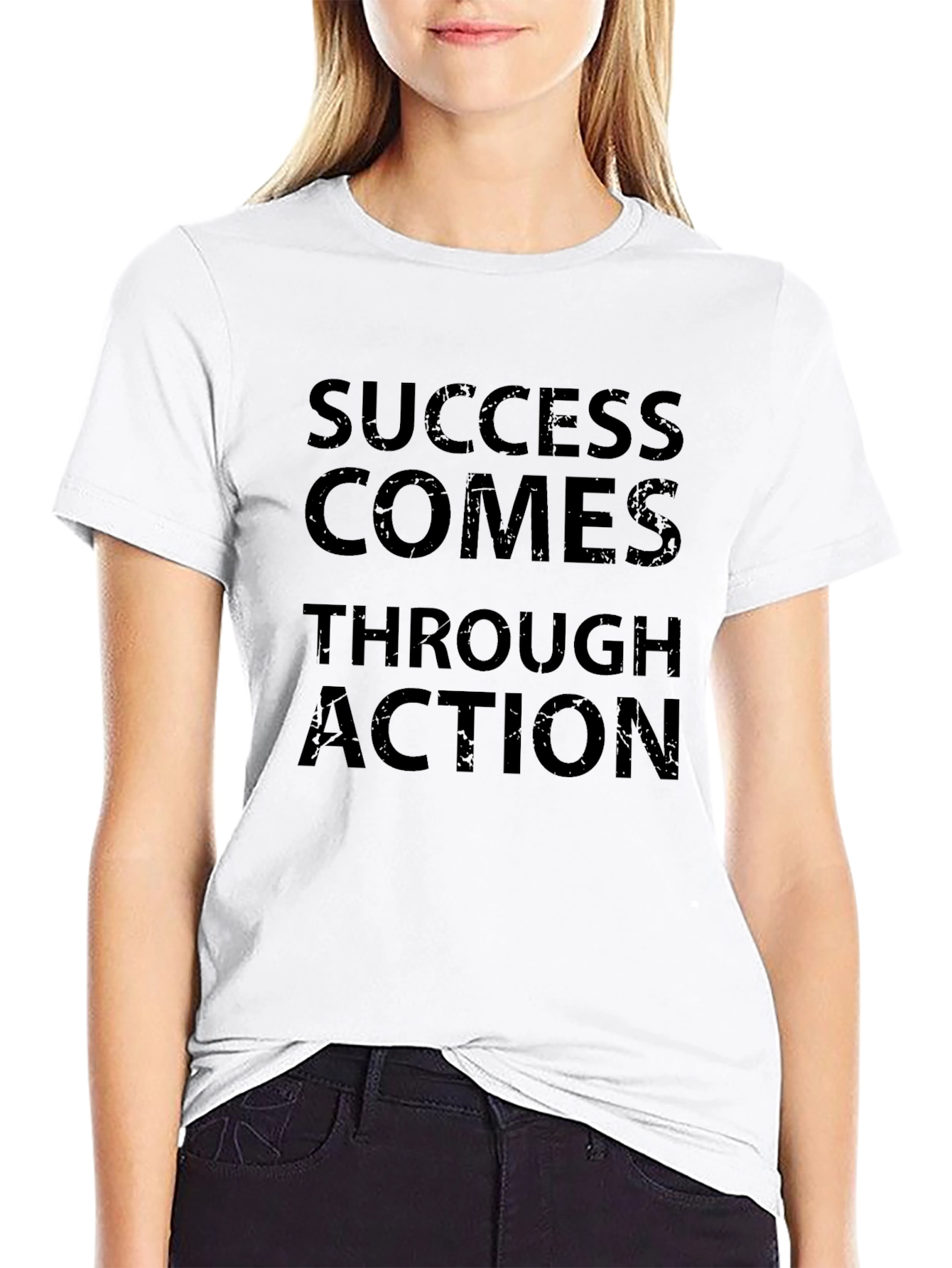 Success Through Action Black Graphic Tee