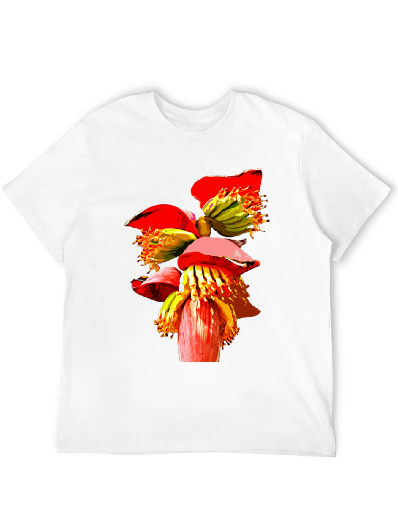 Banana Flower Graphic Tee - Black Casual T-Shirt