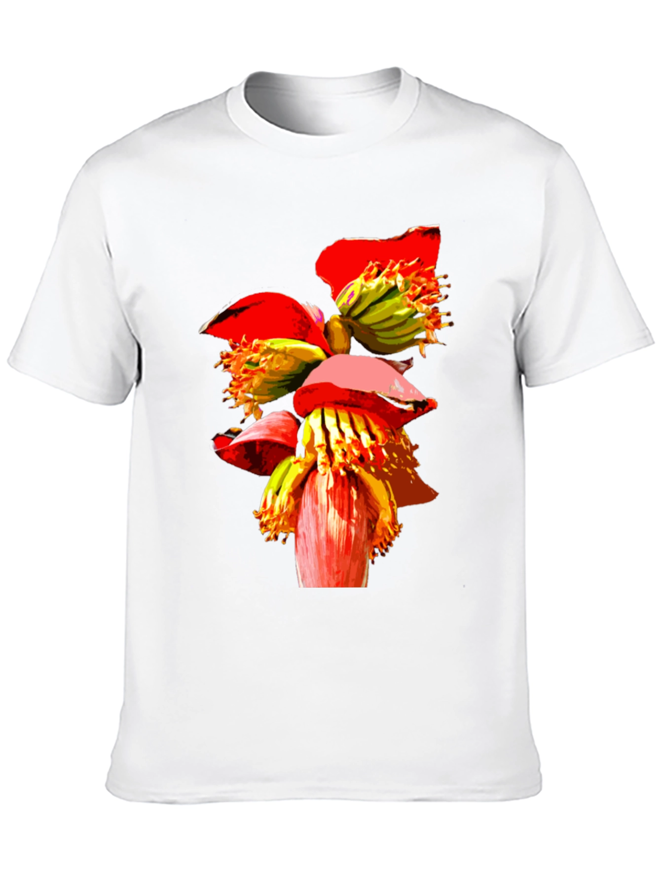 Banana Flower Graphic Tee - Black Casual T-Shirt