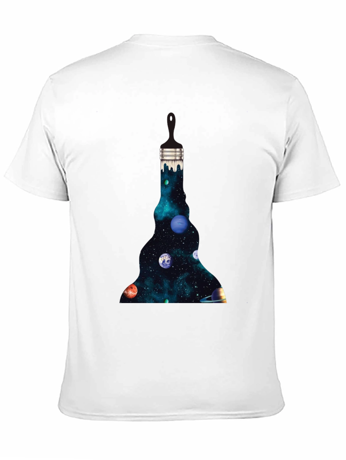 Galaxy Paintbrush Mens Black Graphic T-Shirt