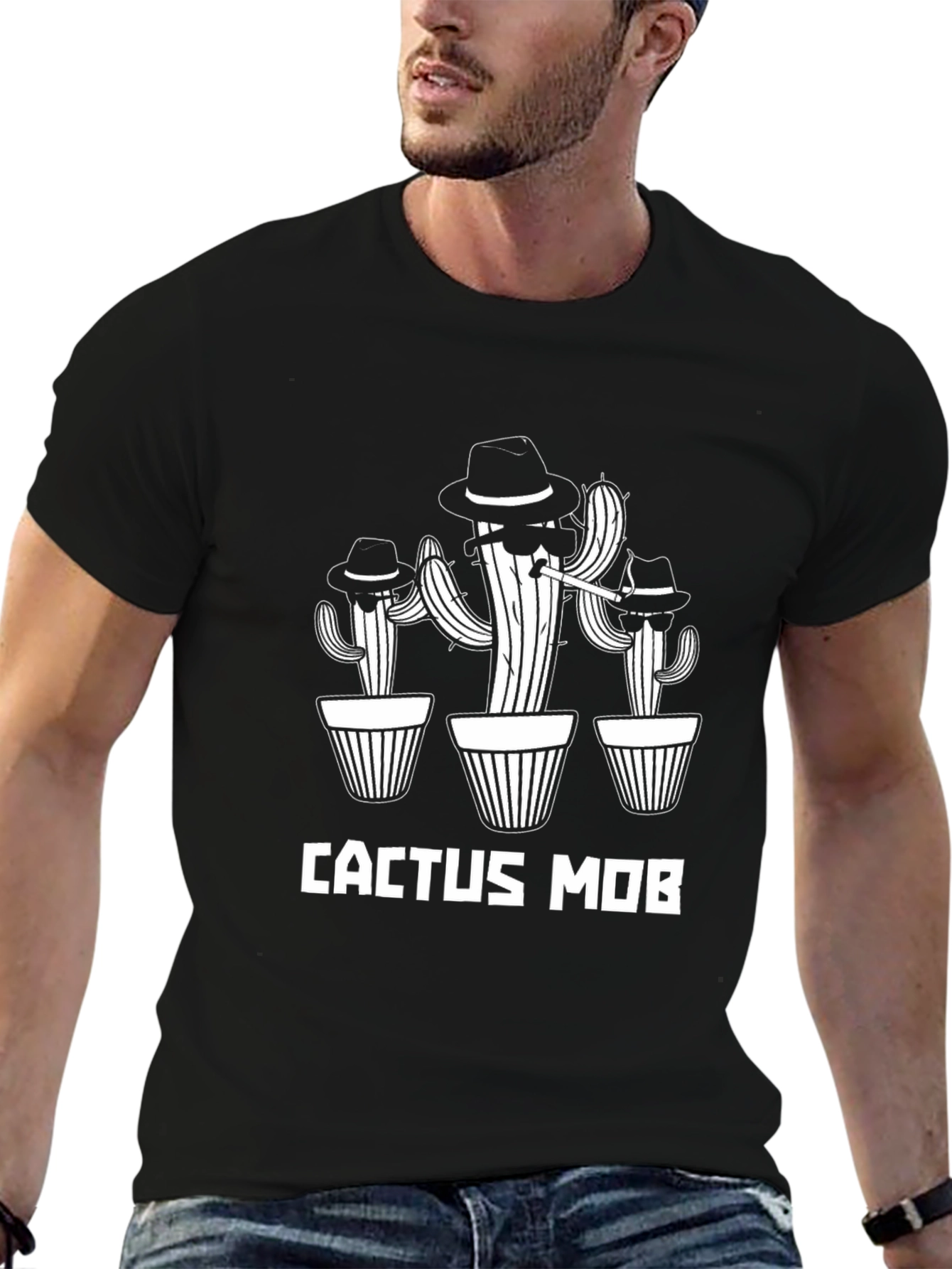 Cactus Mob Black T-Shirt - Funny Graphic Tee