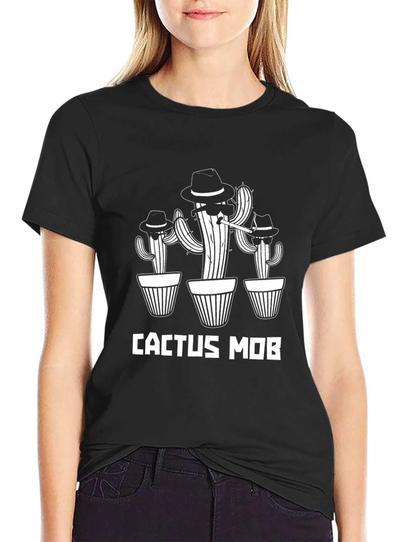 Cactus Mob Black T-Shirt - Funny Graphic Tee