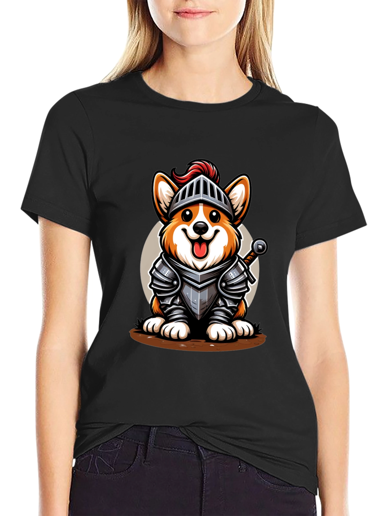 Corgi Knight T-Shirt - Black