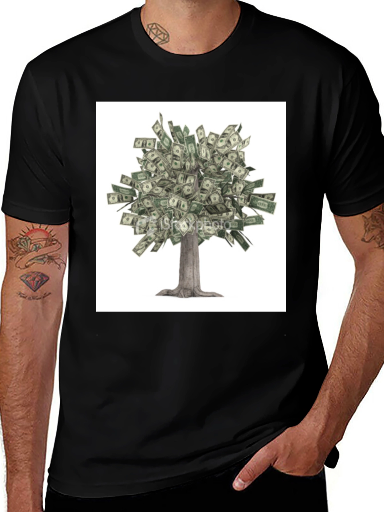 Money Tree Graphic Tee - Unisex Black T-Shirt