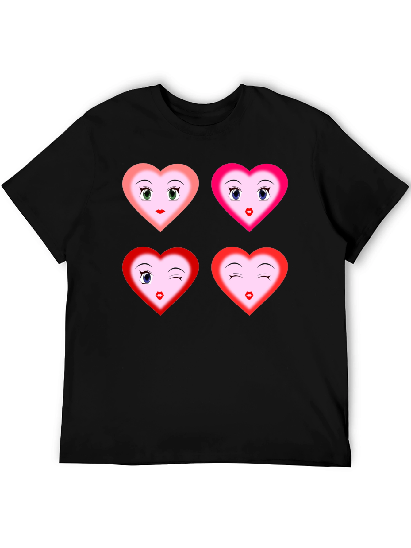Heart Faces Graphic Tee - Fun Unique Design