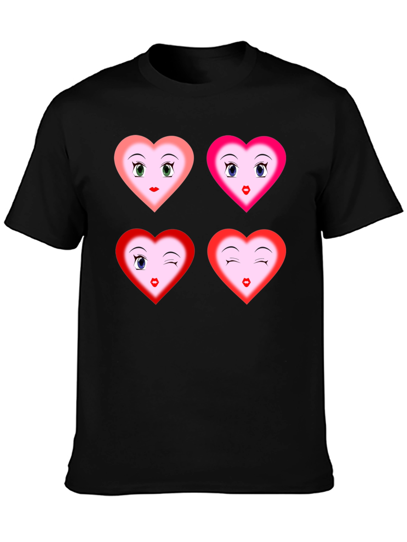 Heart Faces Graphic Tee - Fun Unique Design
