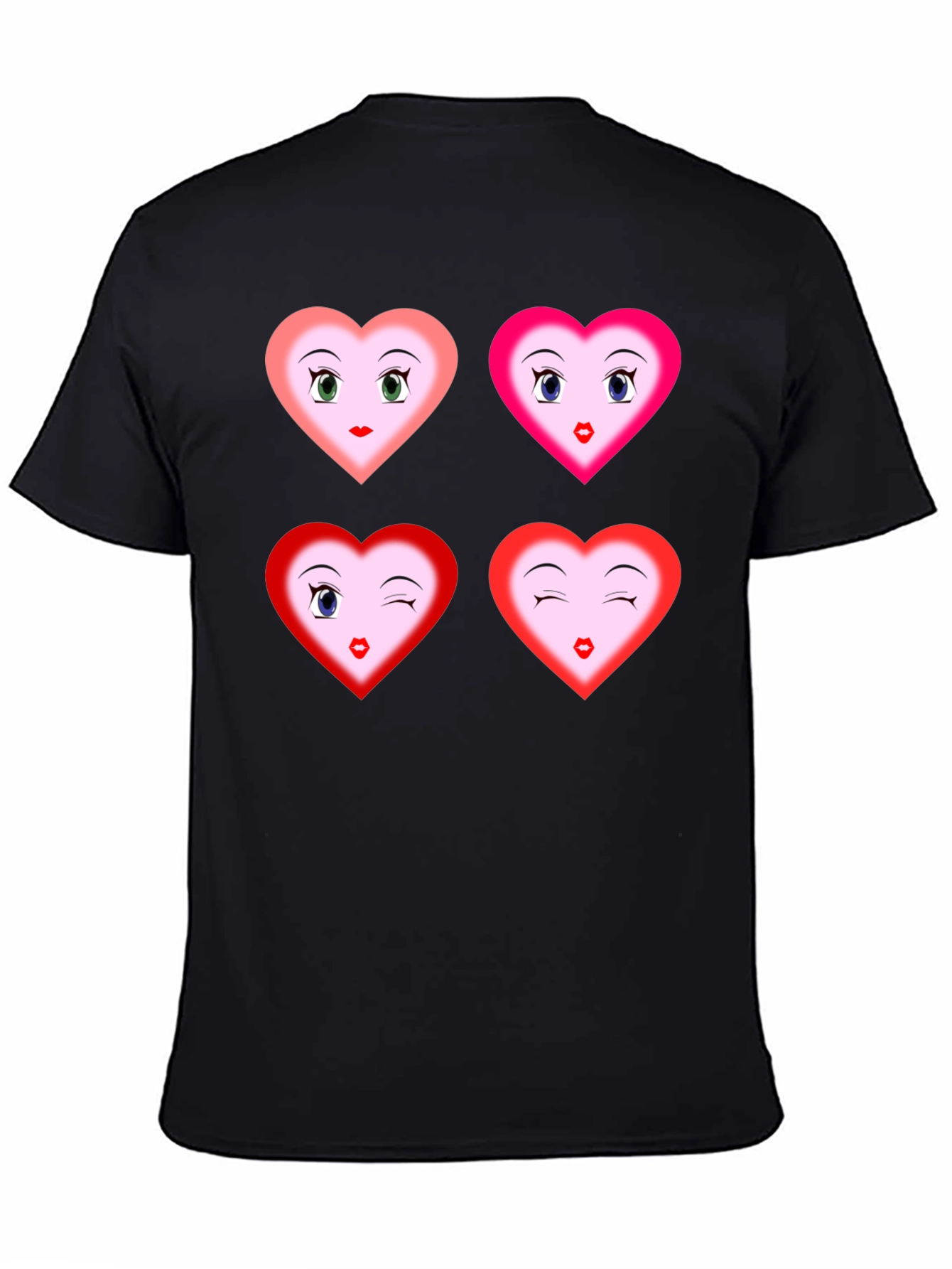 Heart Faces Graphic Tee - Fun Unique Design