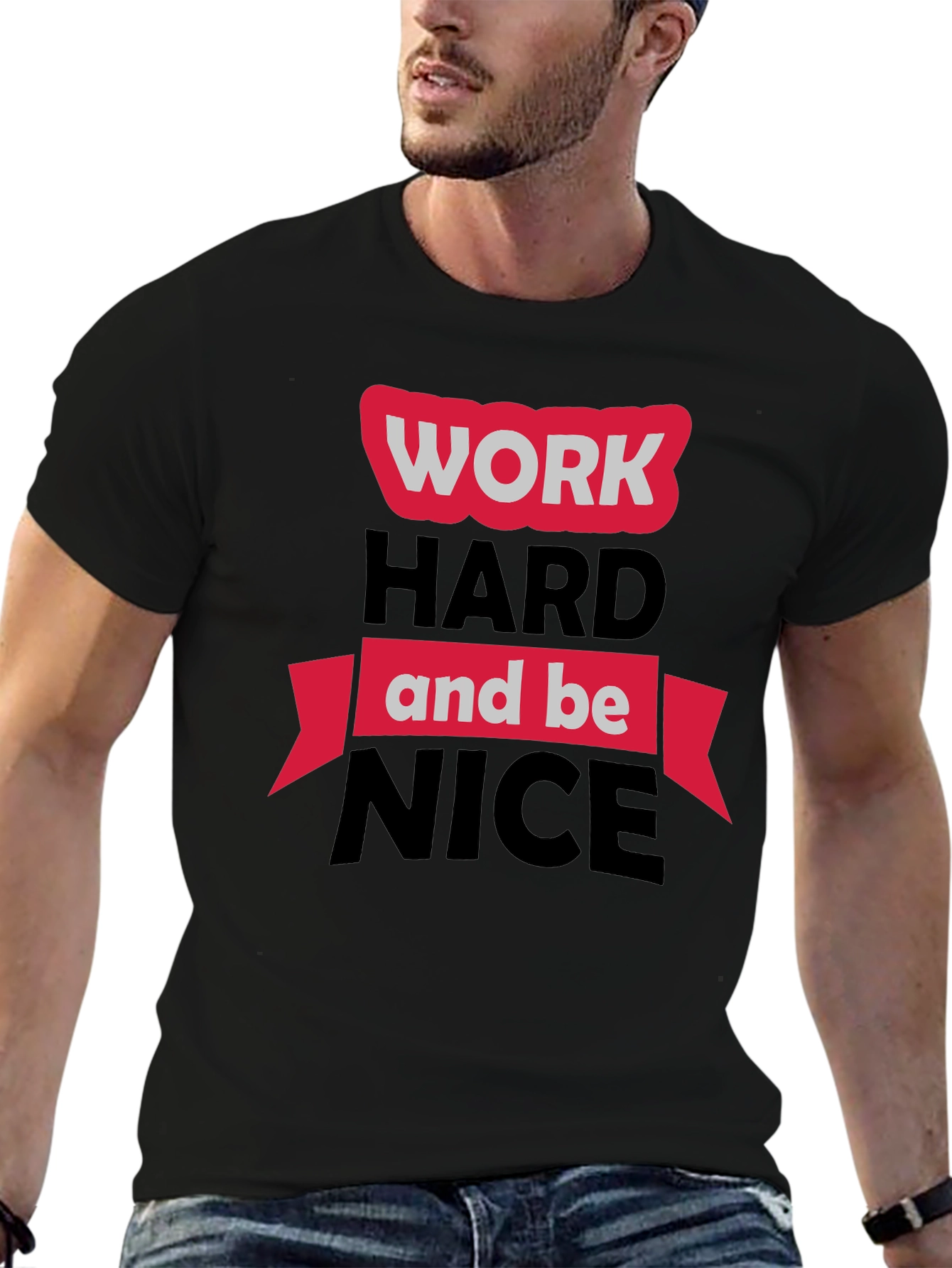 Work Hard Be Nice Black Graphic Tee