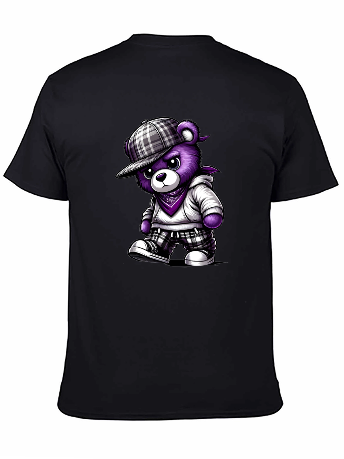 Urban Purple Bear Graphic Tee - Cool Casual Style