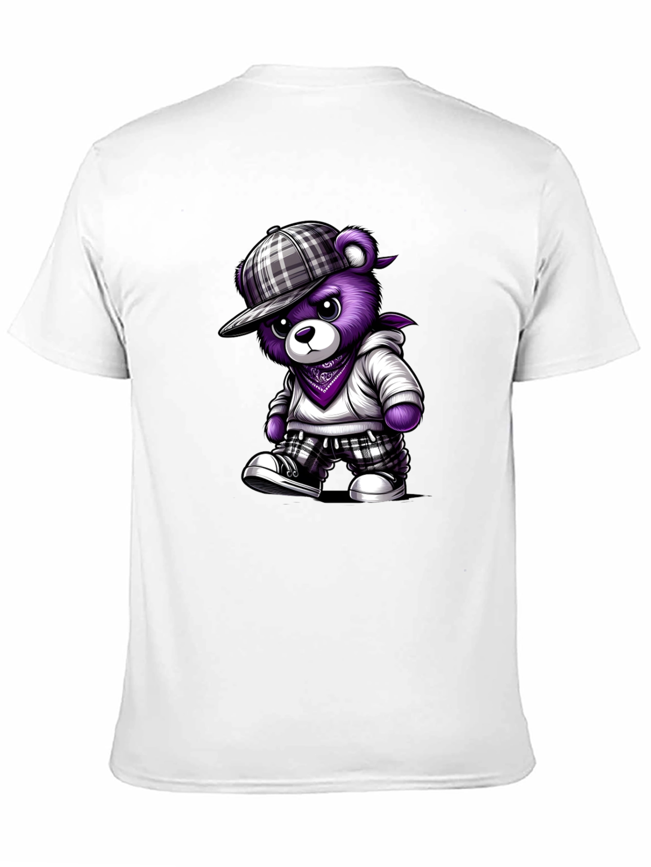 Urban Purple Bear Graphic Tee - Cool Casual Style