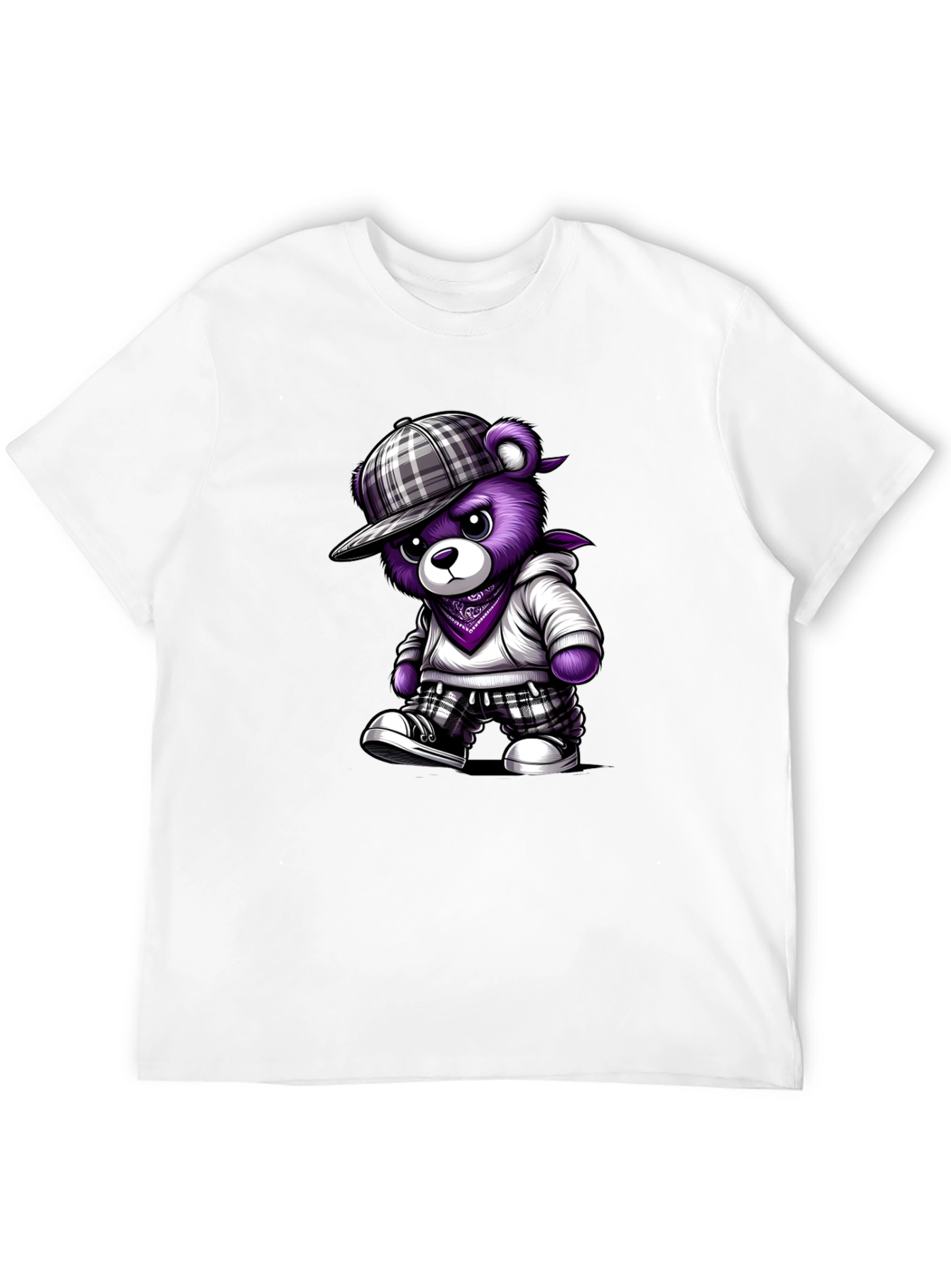 Urban Purple Bear Graphic Tee - Cool Casual Style