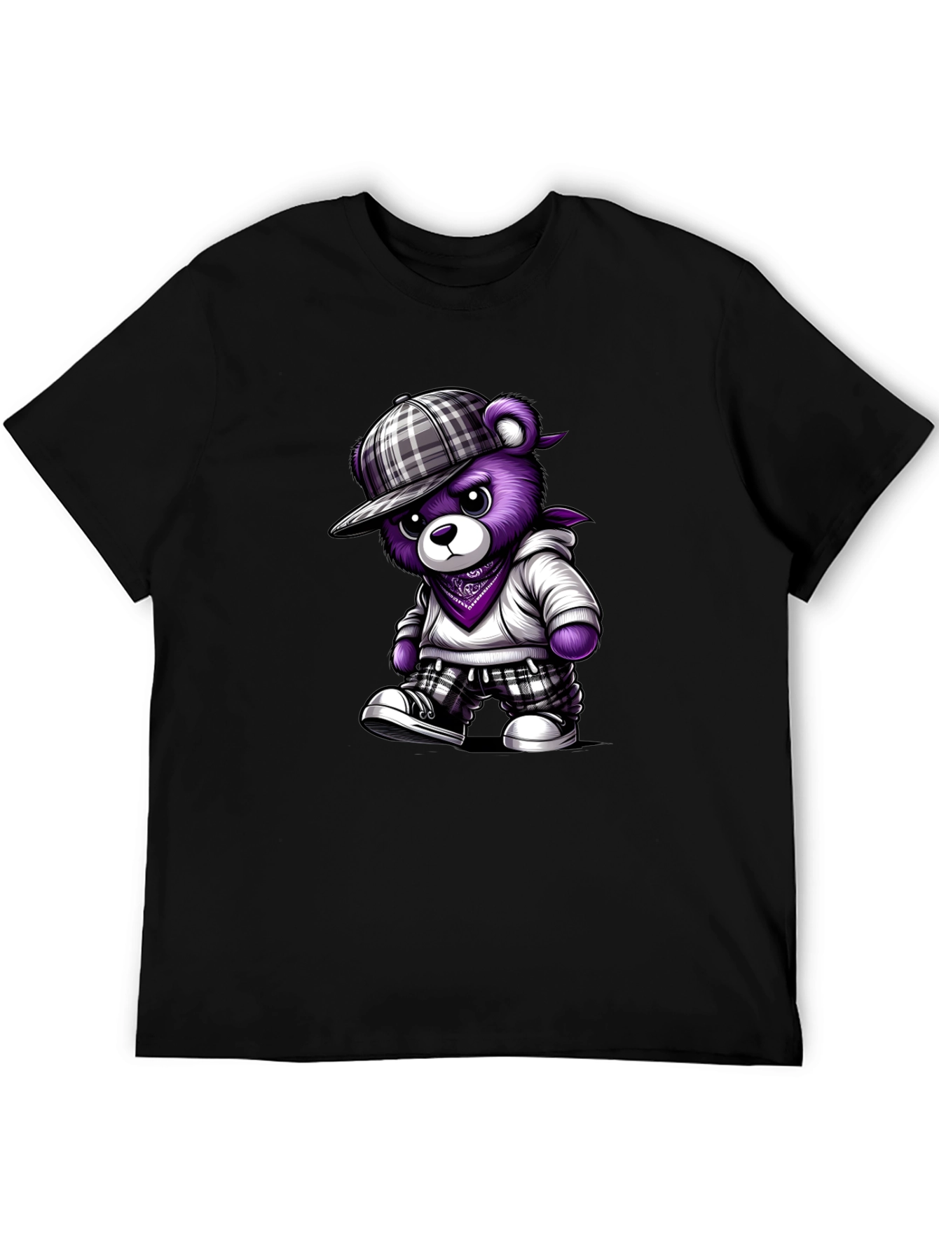 Urban Purple Bear Graphic Tee - Cool Casual Style