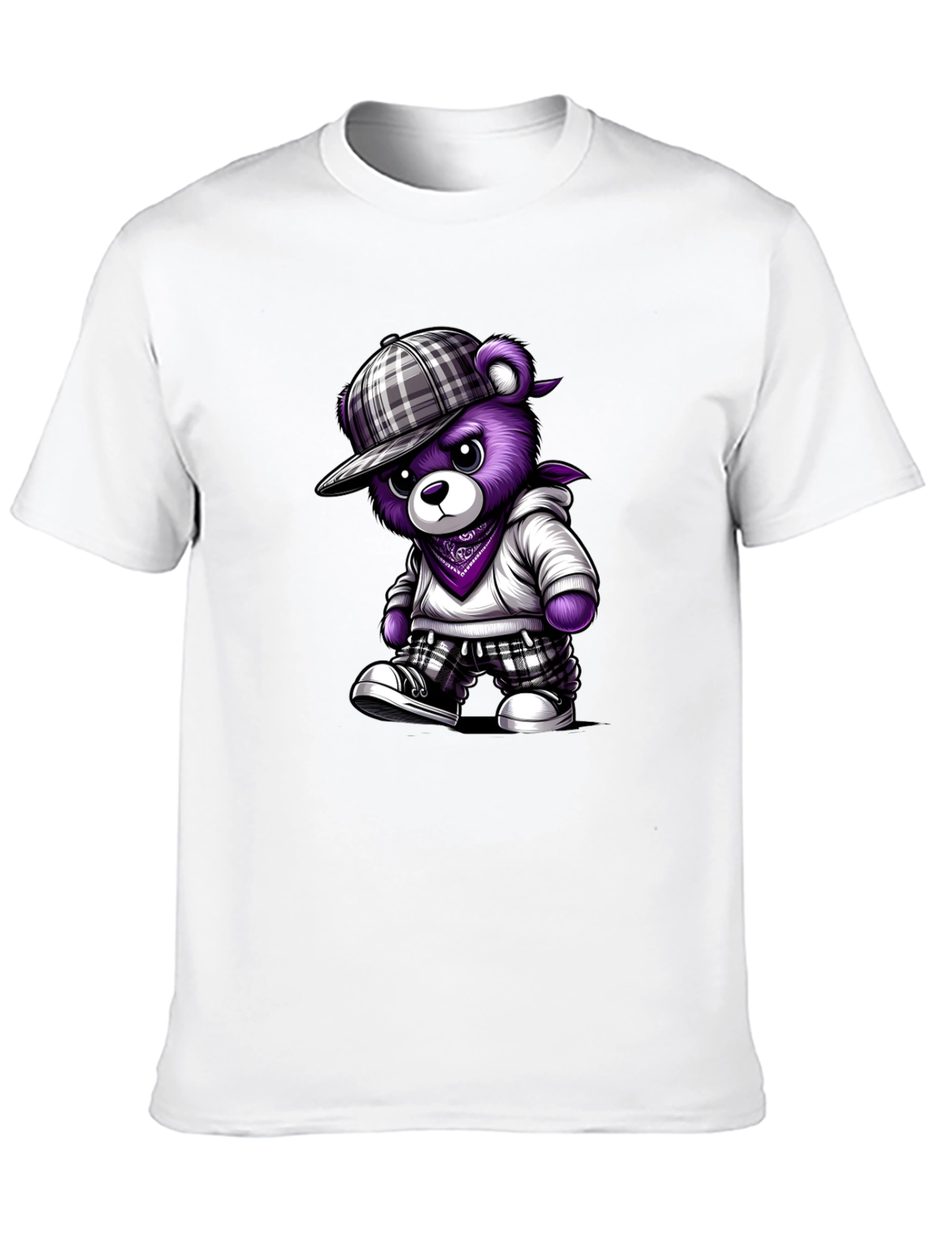 Urban Purple Bear Graphic Tee - Cool Casual Style