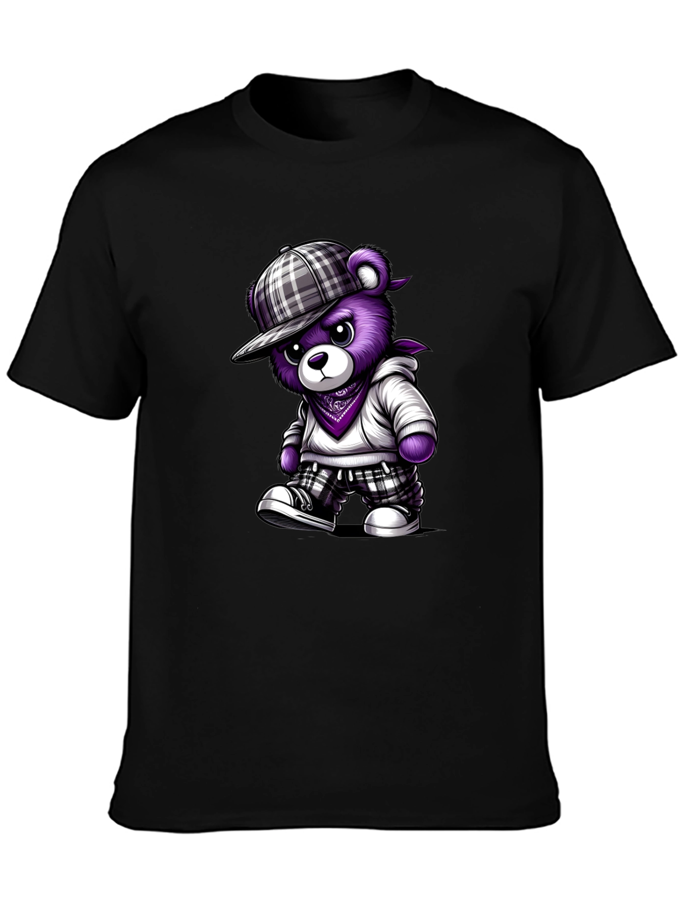Urban Purple Bear Graphic Tee - Cool Casual Style