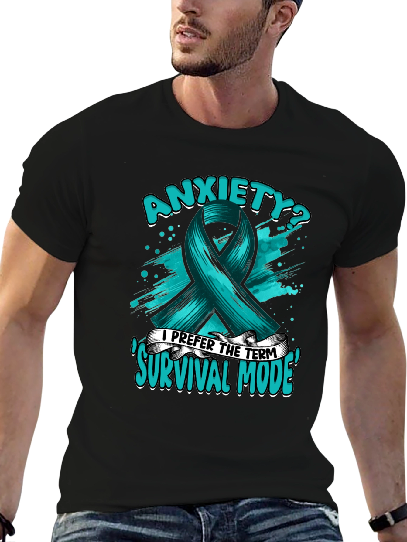 Anxiety Survival Mode Ribbon Graphic T-Shirt