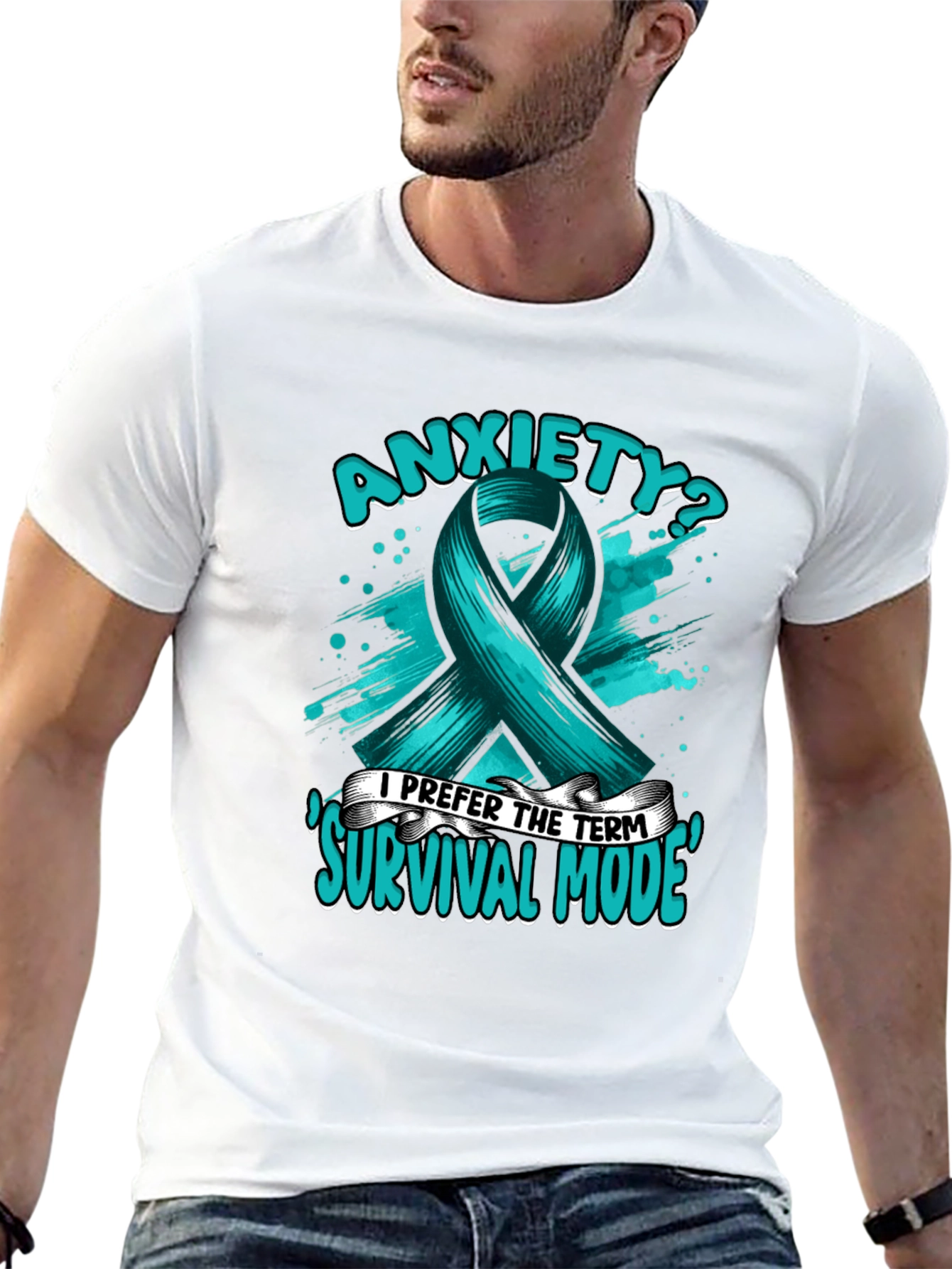 Anxiety Survival Mode Ribbon Graphic T-Shirt