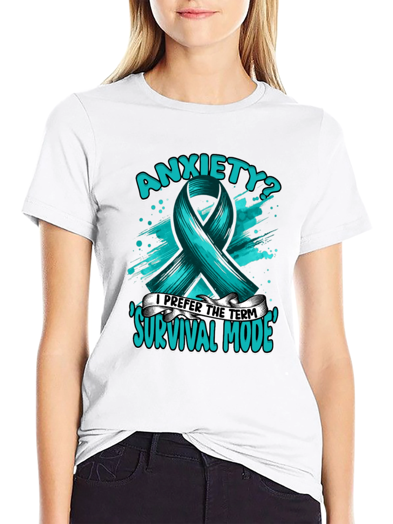Anxiety Survival Mode Ribbon Graphic T-Shirt