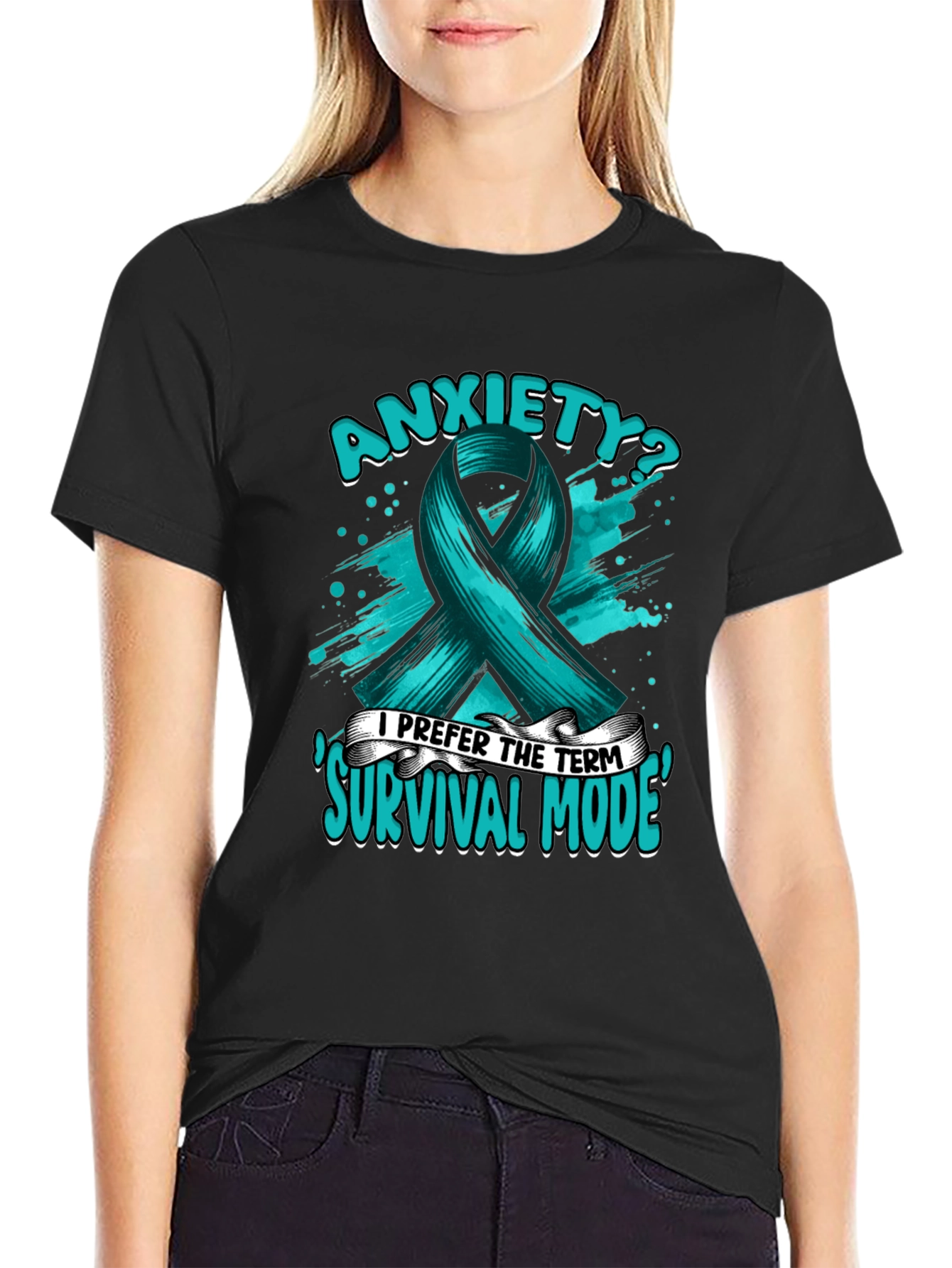Anxiety Survival Mode Ribbon Graphic T-Shirt