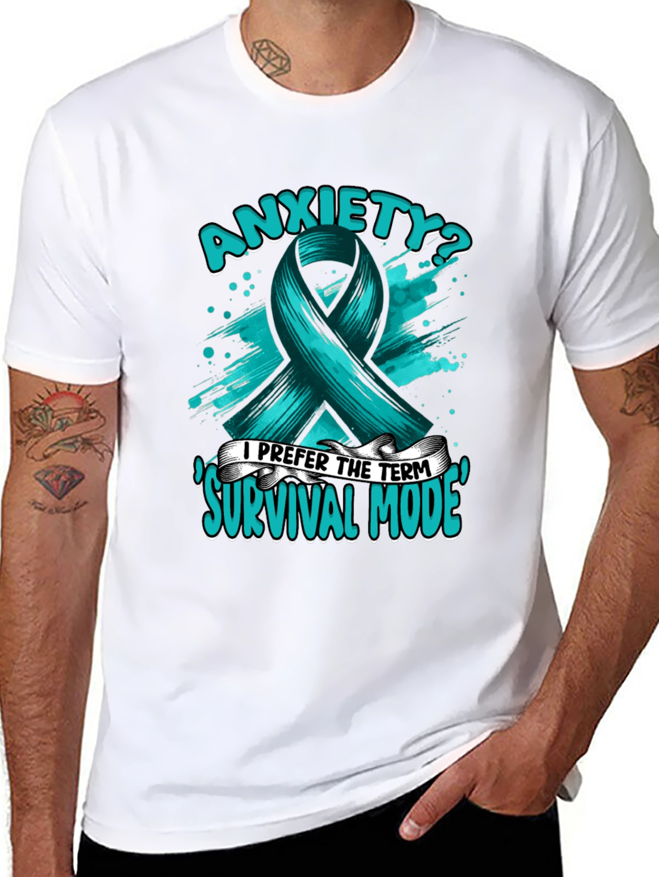Anxiety Survival Mode Ribbon Graphic T-Shirt