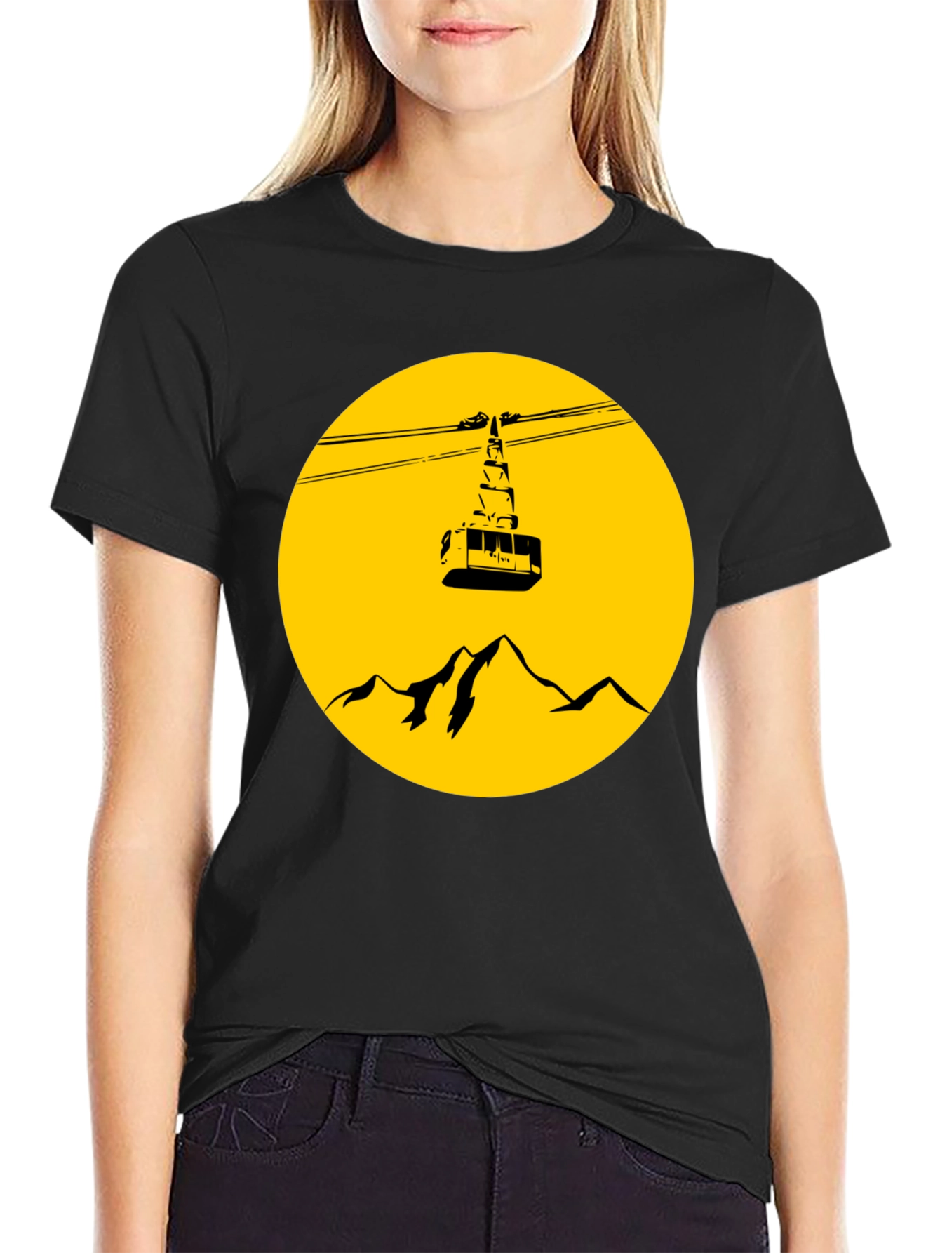 Mountain Gondola Graphic T-Shirt - Black