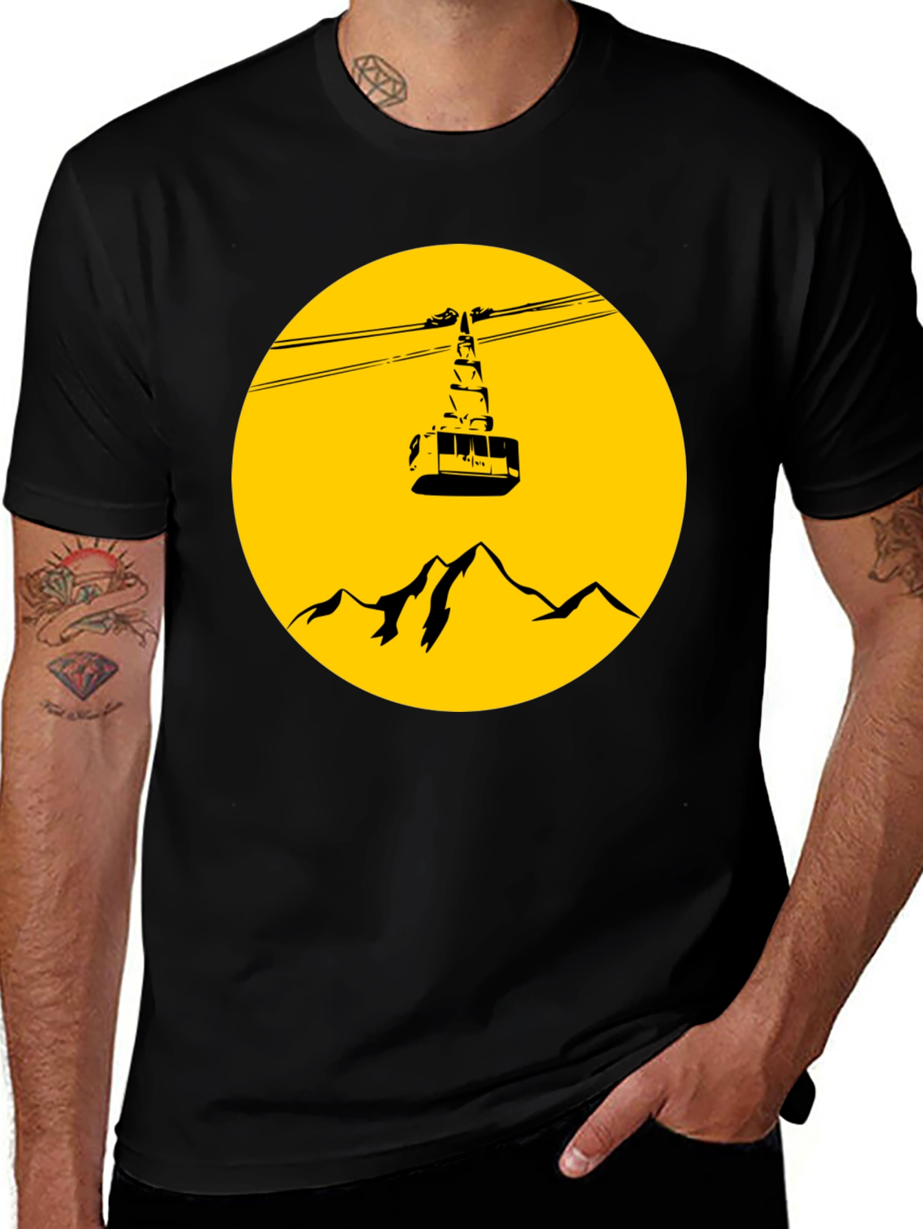 Mountain Gondola Graphic T-Shirt - Black