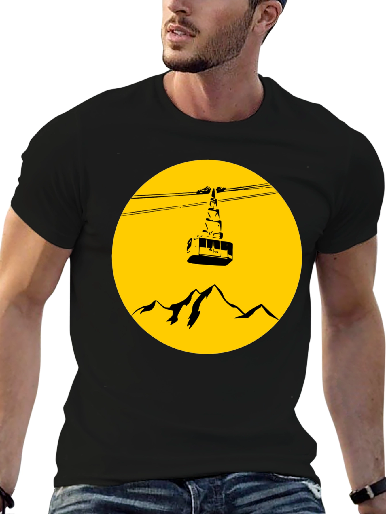 Mountain Gondola Graphic T-Shirt - Black
