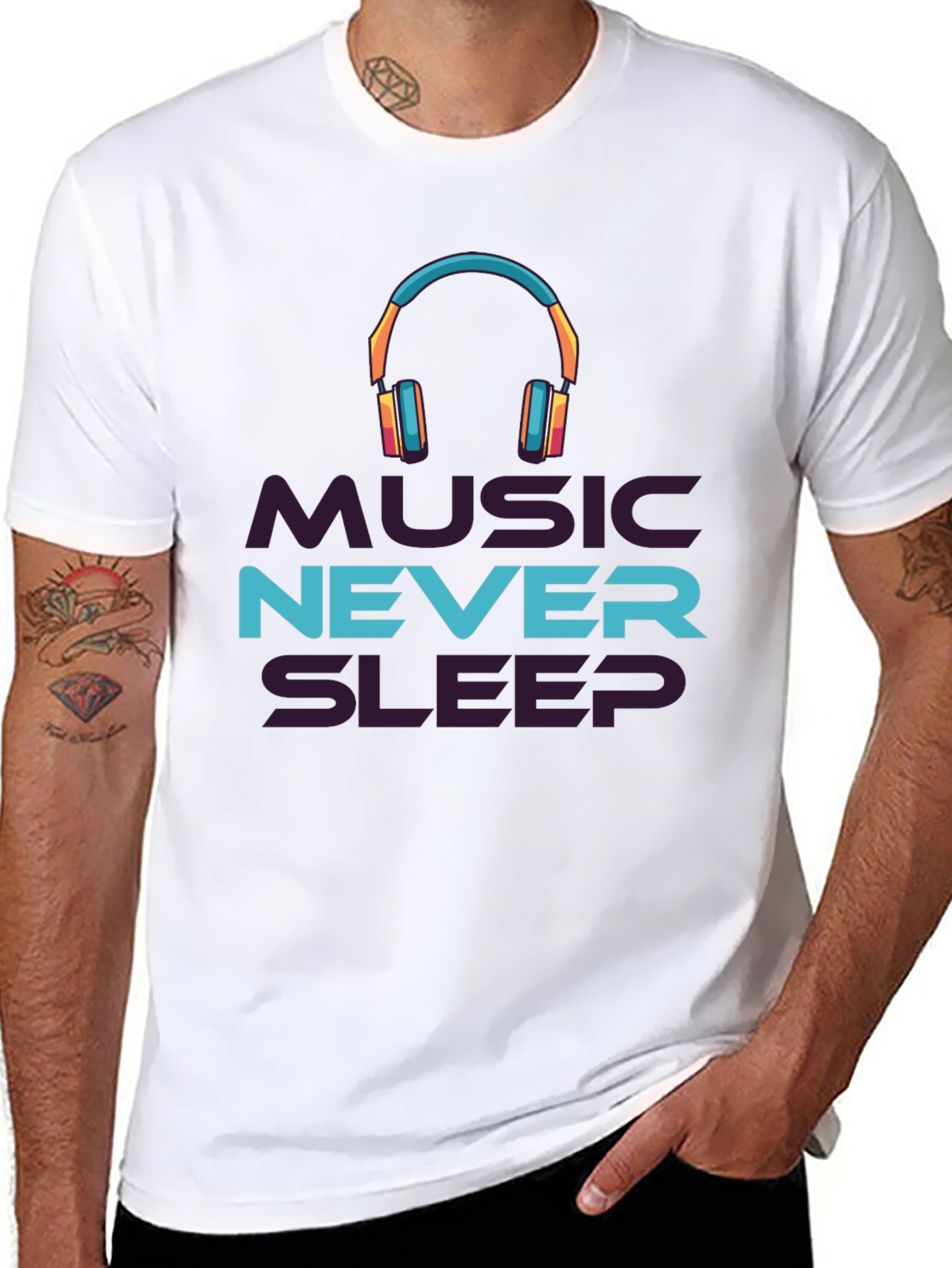 Music Never Sleeps Black Graphic Tee