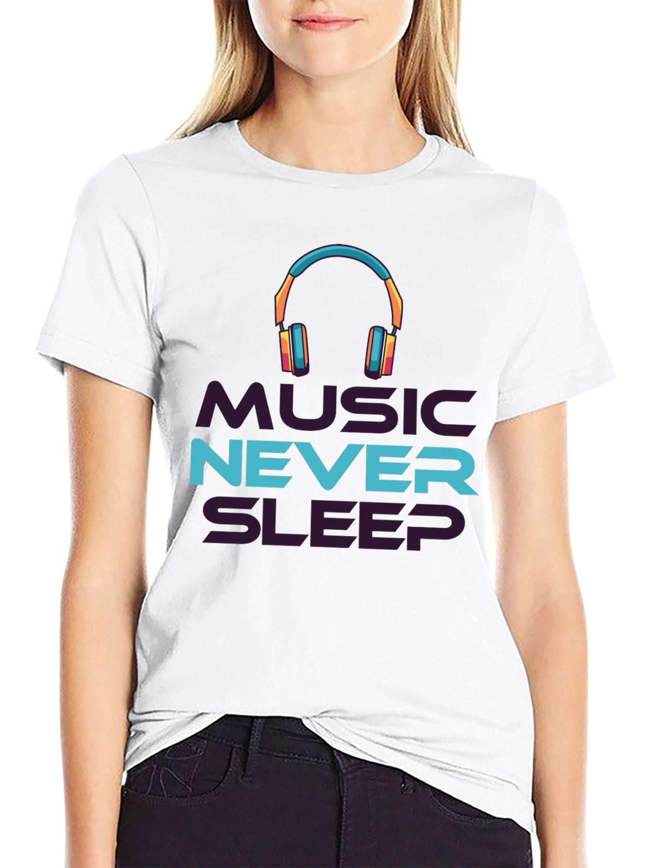Music Never Sleeps Black Graphic Tee