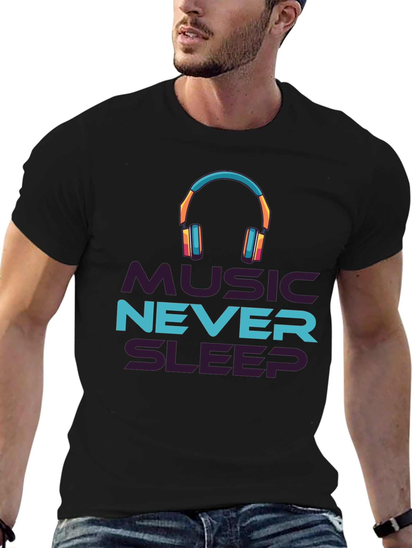 Music Never Sleeps Black Graphic Tee