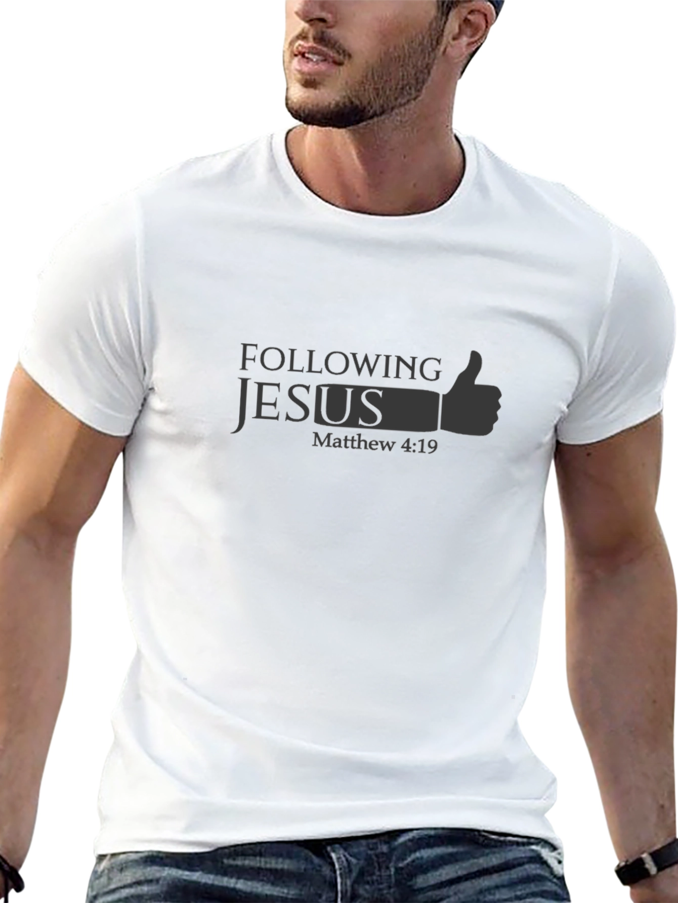 Following Jesus T-Shirt - Matthew 4:19 Religious Graphic Tee