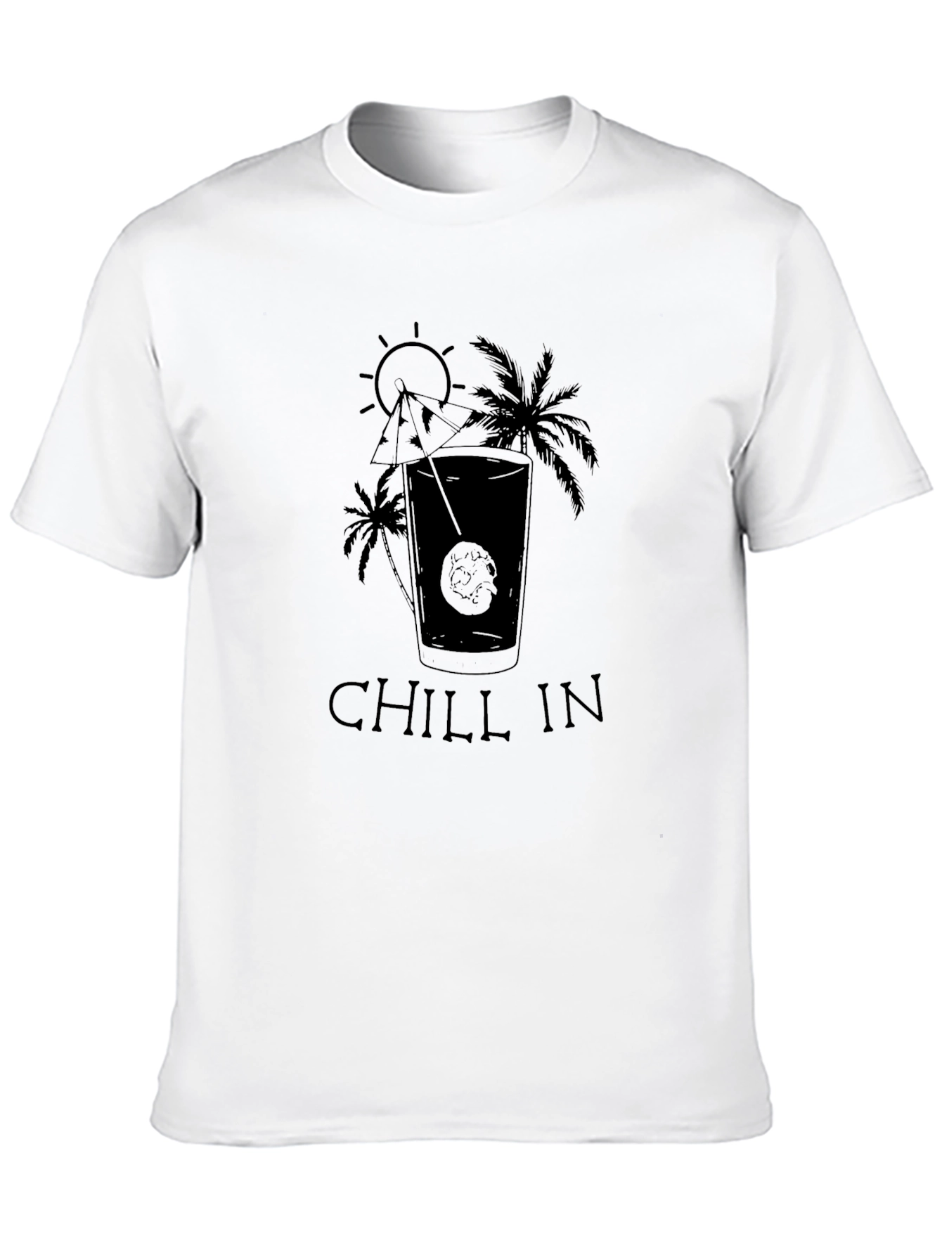 Chill In Paradise Black Graphic T-Shirt
