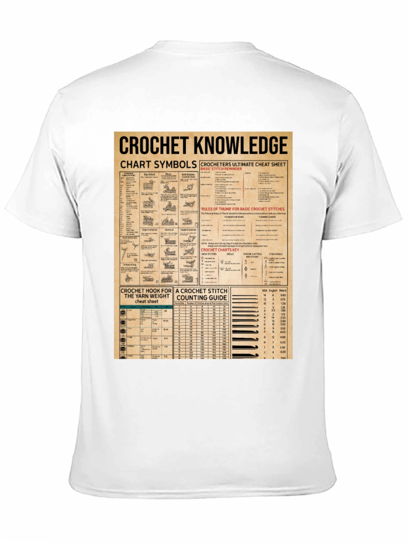 Crochet Knowledge T-Shirt: Chart Symbols & Stitch Guide