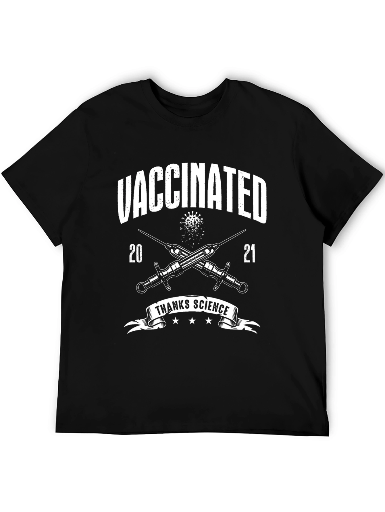 Vaccinated Thanks Science Black T-Shirt