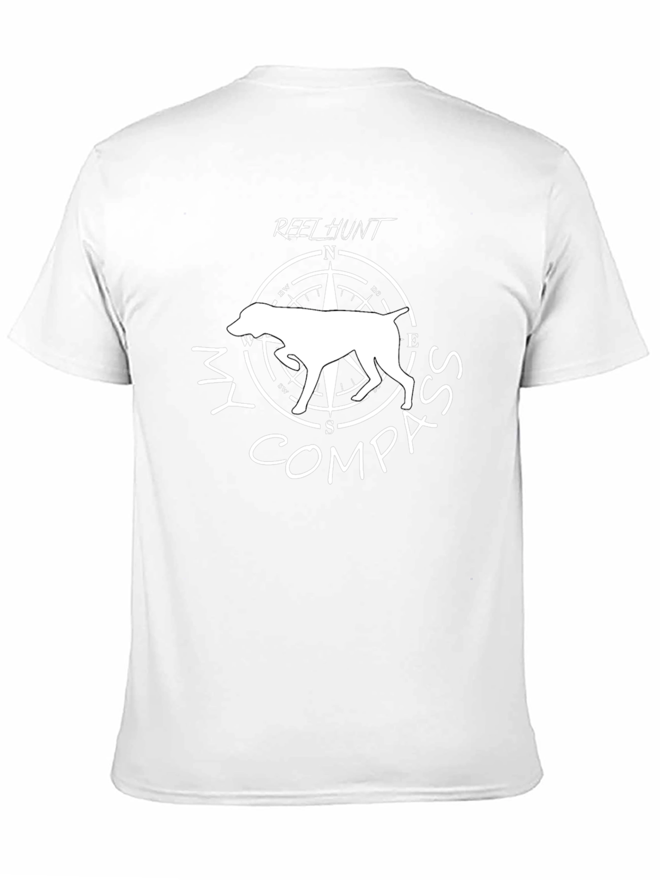 Reel Hunt Compass Dog Graphic T-Shirt